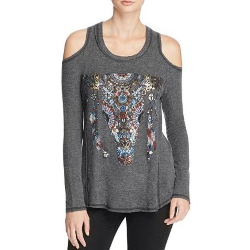 Lauren Moshi Aqua X Cold Shoulder Top